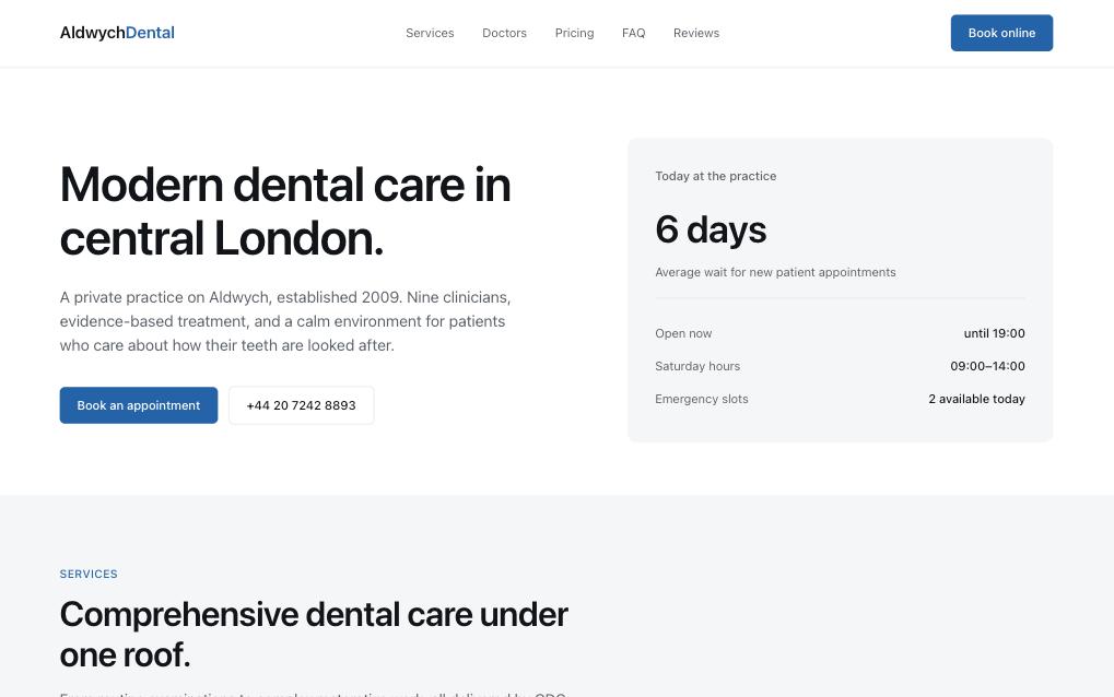 Aldwych Dental clinic site