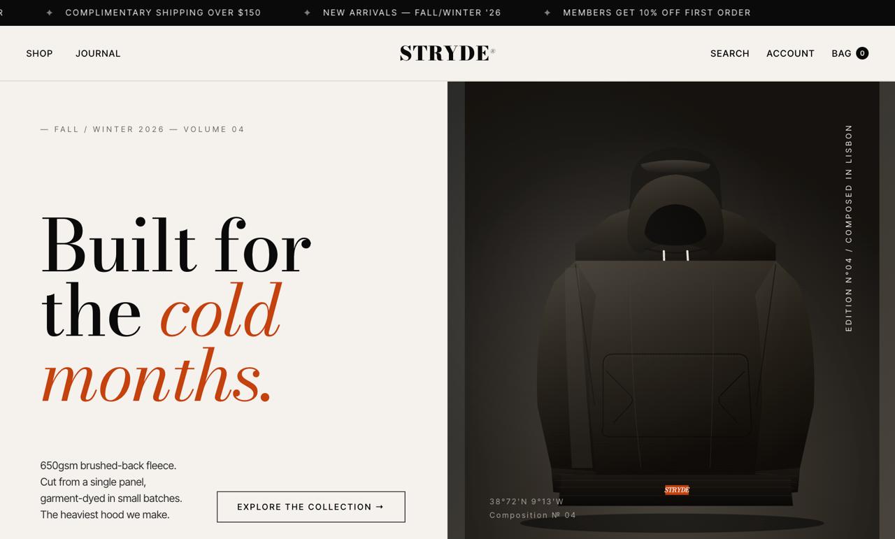 Stryde footwear brand site
